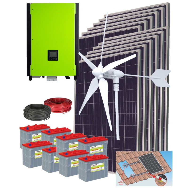 Sistem Fotovoltaic Hibrid Trifazat 48V Trojan 6kWp Benq 1.5kwp turbina eoliana Sistem Fotovoltaic Hibrid Trifazat 48V Trojan 6kWp Benq 1.5kwp turbina eoliana